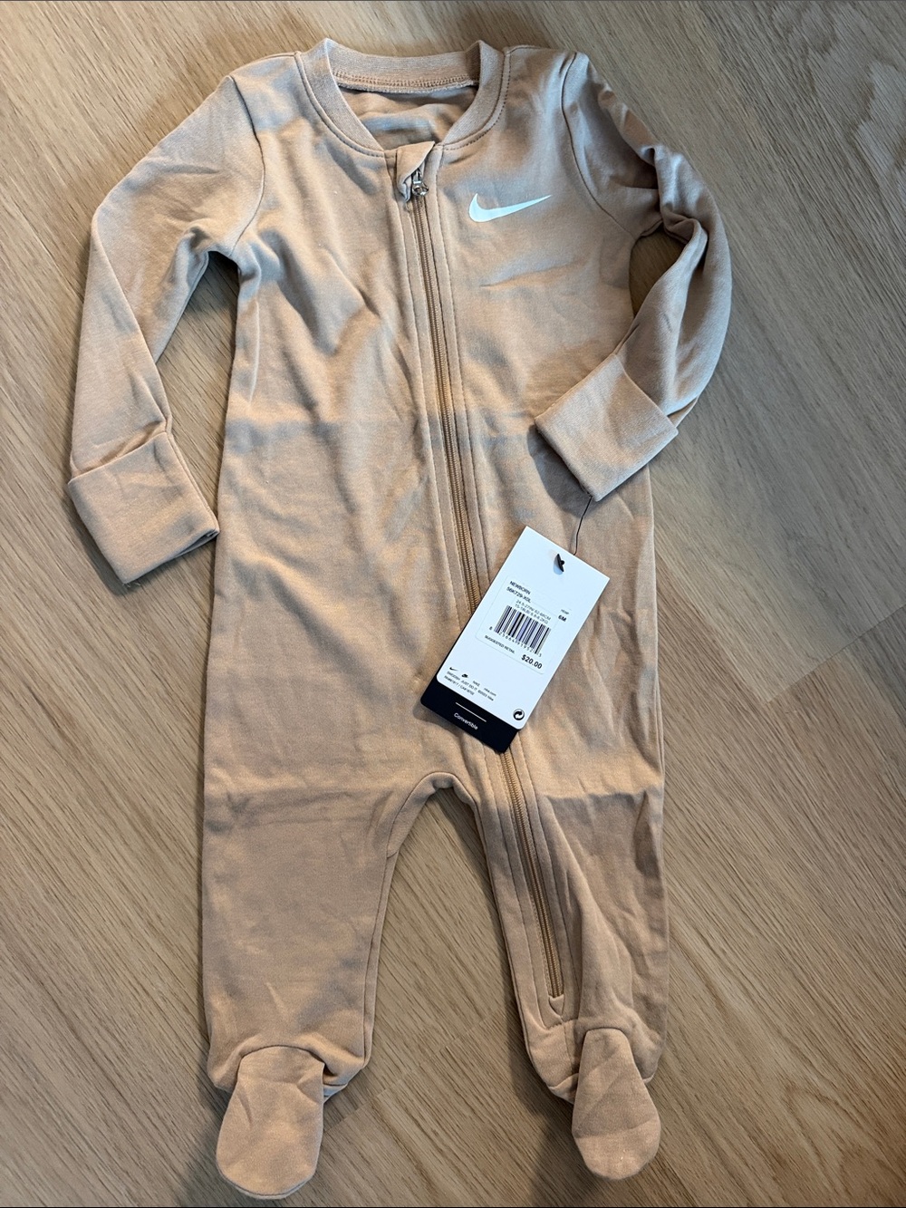 NWT Nike Beige Baby Footed Onesie